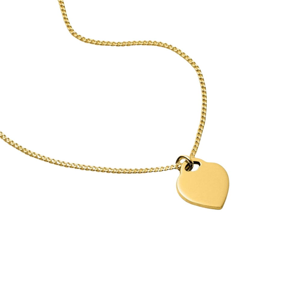 Najo - the promise necklace flat heart on 45cm chain + extension in gold plated sterling silver