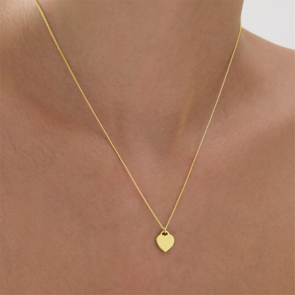 Najo - the promise necklace flat heart on 45cm chain + extension in gold plated sterling silver