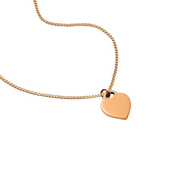 najo - the promise necklace flat heart pendant on 45cm chain + extension in rose gold plated sterling silver