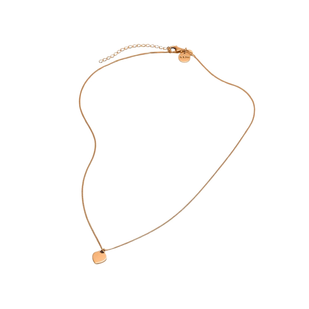 najo - the promise necklace flat heart pendant on 45cm chain + extension in rose gold plated sterling silver