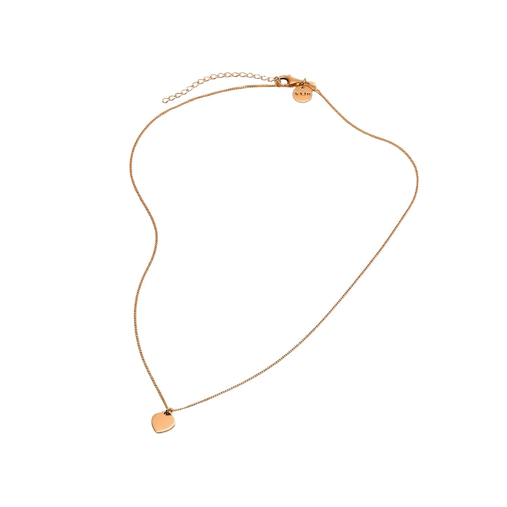 najo - the promise necklace flat heart pendant on 45cm chain + extension in rose gold plated sterling silver