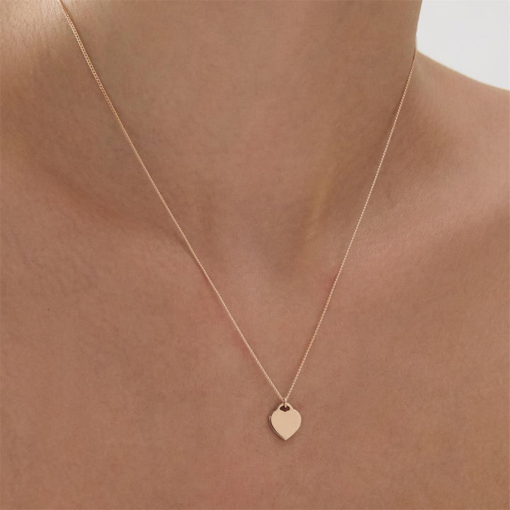 najo - the promise necklace flat heart pendant on 45cm chain + extension in rose gold plated sterling silver