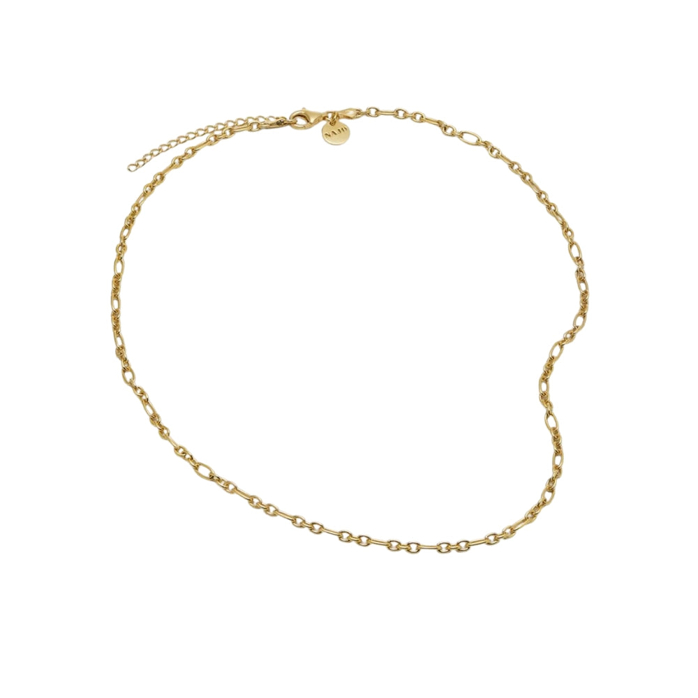Najo - the daybreak necklace with small and large oval links in gold plated sterling silver - 45cm + extension