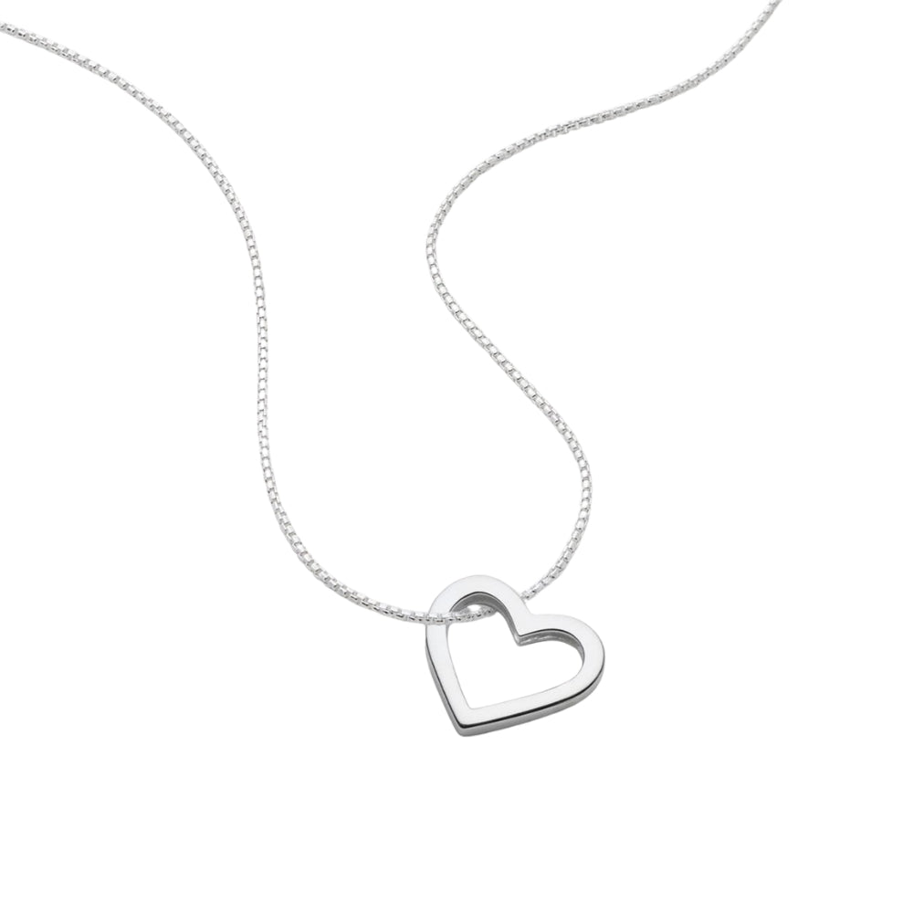 Najo - the ardour necklace with open heart pendant on box chain in sterling silver - 45cm + extension