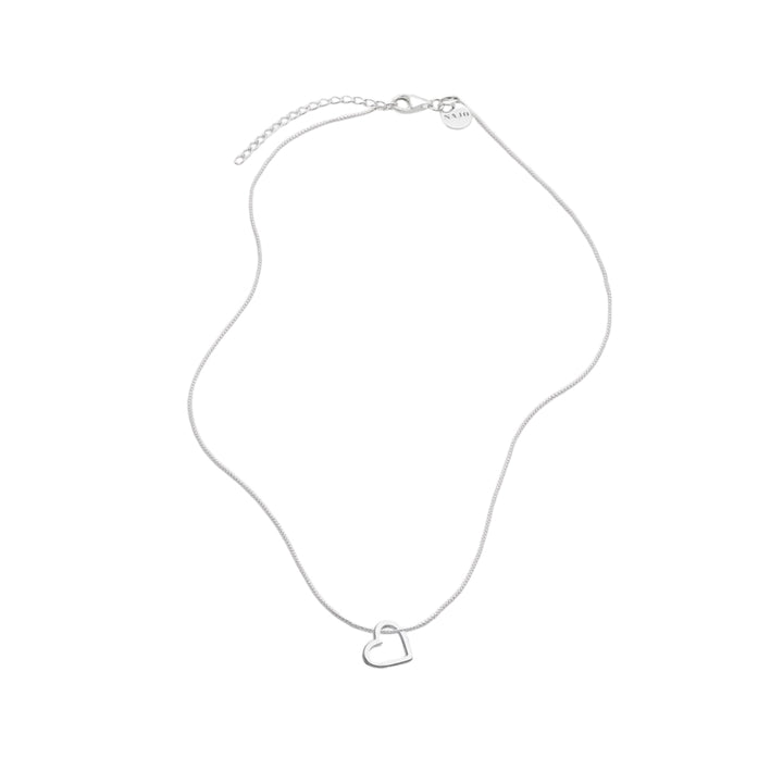 Najo - the ardour necklace with open heart pendant on box chain in sterling silver - 45cm + extension