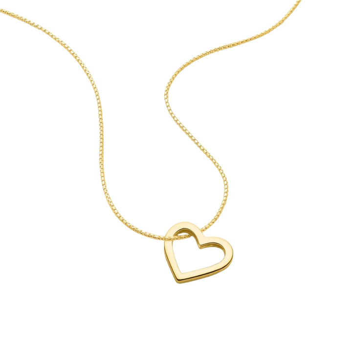 Najo - the ardour necklace with open heart pendant on box chain in gold plated sterling silver - 45 + extension