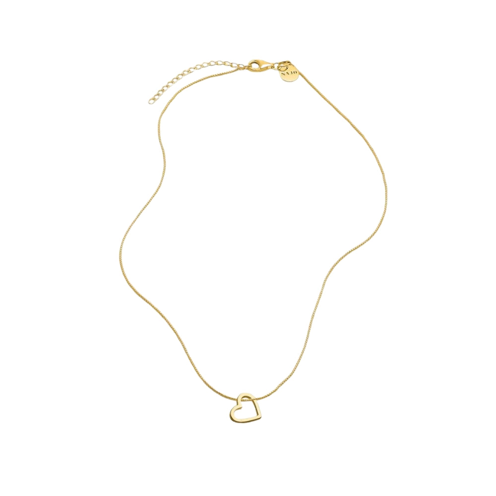 Najo - the ardour necklace with open heart pendant on box chain in gold plated sterling silver - 45 + extension