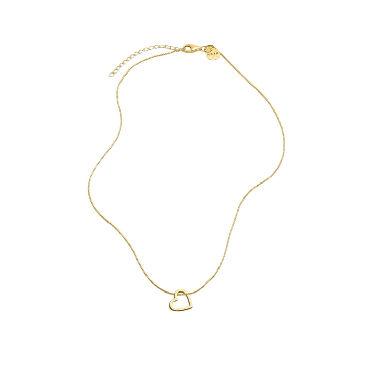 Najo - the ardour necklace with open heart pendant on box chain in gold plated sterling silver - 45 + extension