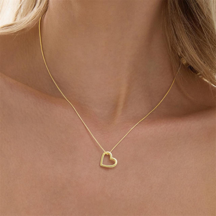 Najo - the ardour necklace with open heart pendant on box chain in gold plated sterling silver - 45 + extension