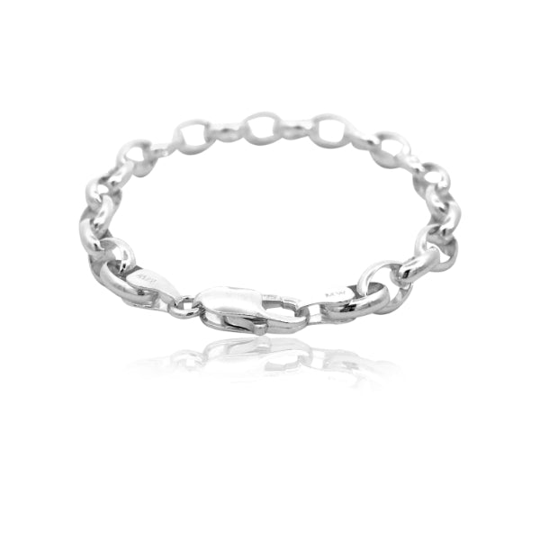 Heavy oval belcher bracelet in sterling silver -19cm