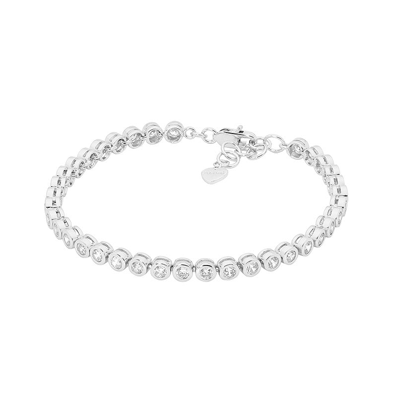 Ellani tennis bracelet in sterling silver 3mm cubic zirconia stones - 17.5cm