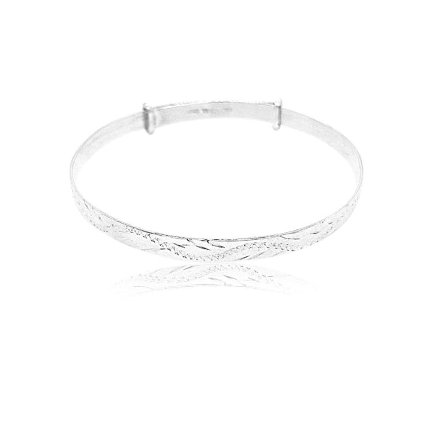 Silver Expanding engraved Bangle 5mm wide - Adult