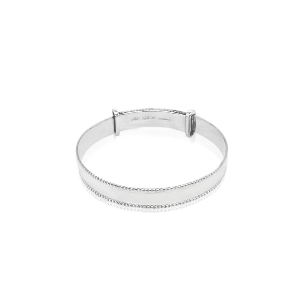 Silver engraved edge Expander Bangle for Baby 6mm wide