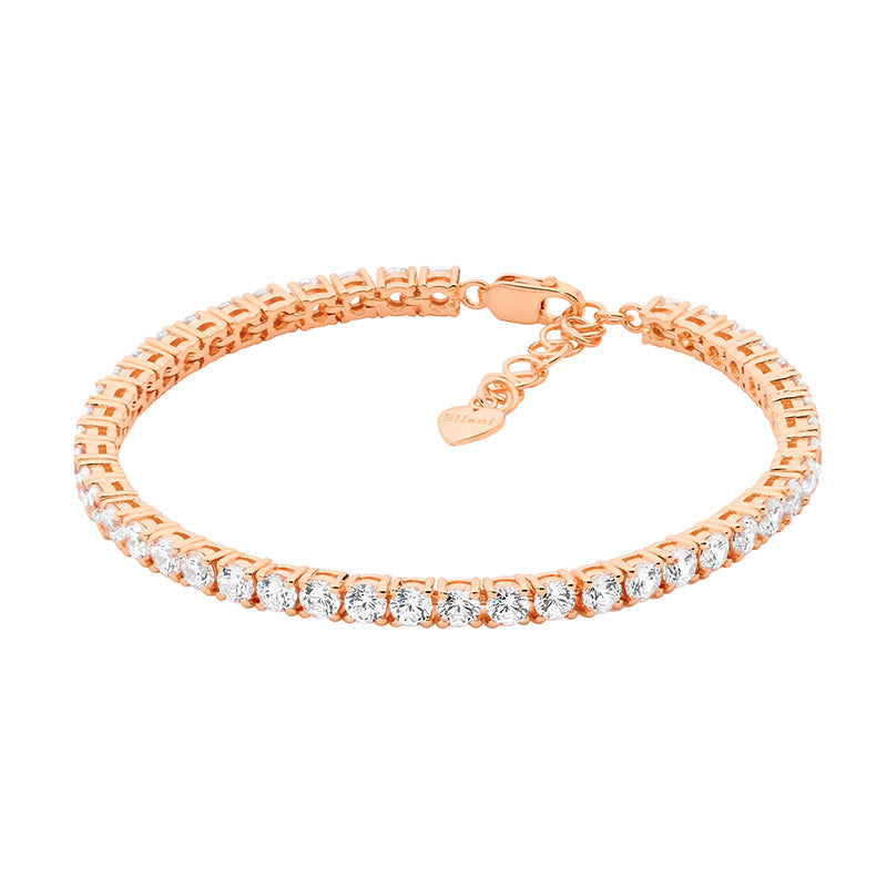 Ellani CZ tennis bracelet in rose gold plated sterling silver - 18cm