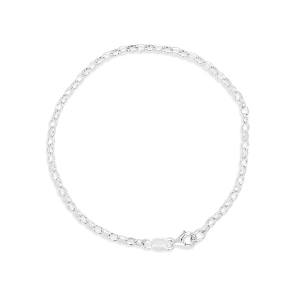 Fine oval belcher bracelet in sterling silver - 18cm