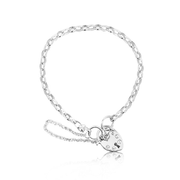 Mid weight belcher bracelet with padlock clasp - 19cm