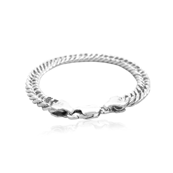 Heavy double curb bracelet in sterling silver - 19cm