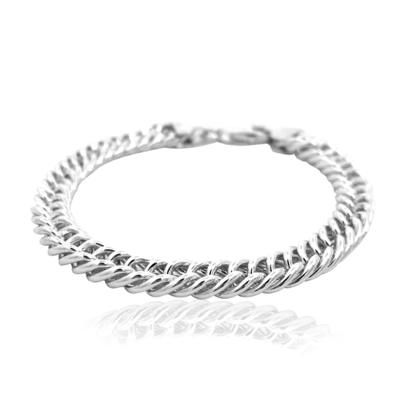 Heavy double curb bracelet in sterling silver - 19cm