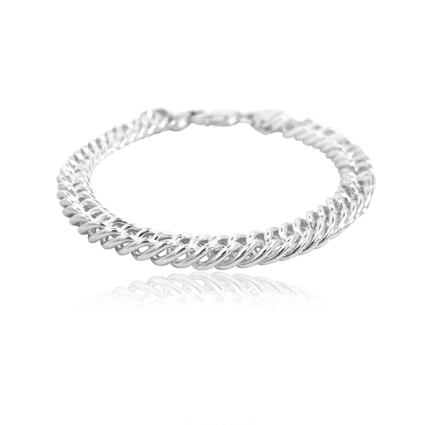 Heavy double curb bracelet in sterling silver - 20cm