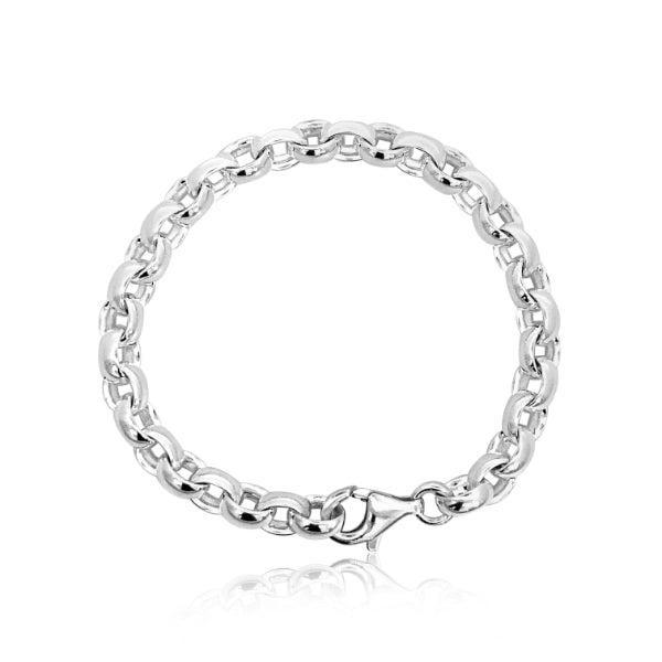Heavy oval belcher bracelet in sterling silver - 19cm