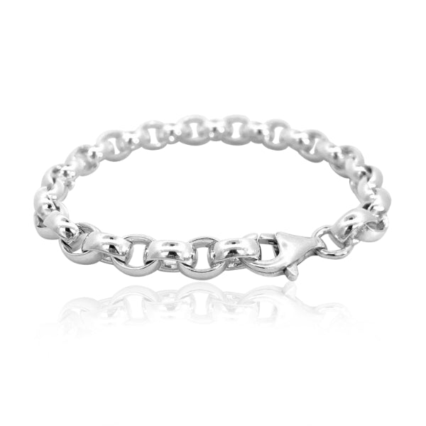 Heavy oval belcher bracelet in sterling silver - 19cm