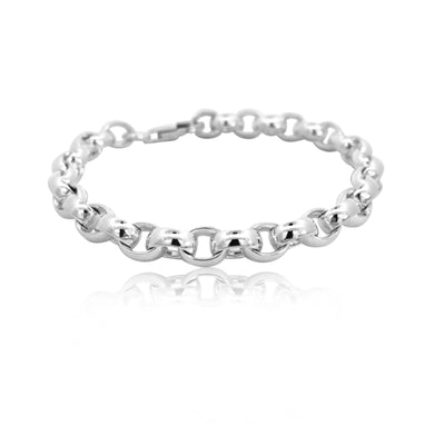 Heavy oval belcher bracelet in sterling silver - 19cm