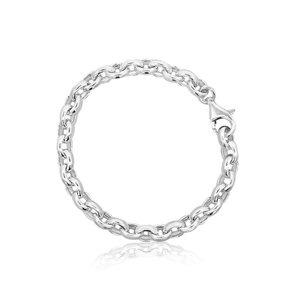 Heavy oval belcher bracelet in sterling silver - 19cm