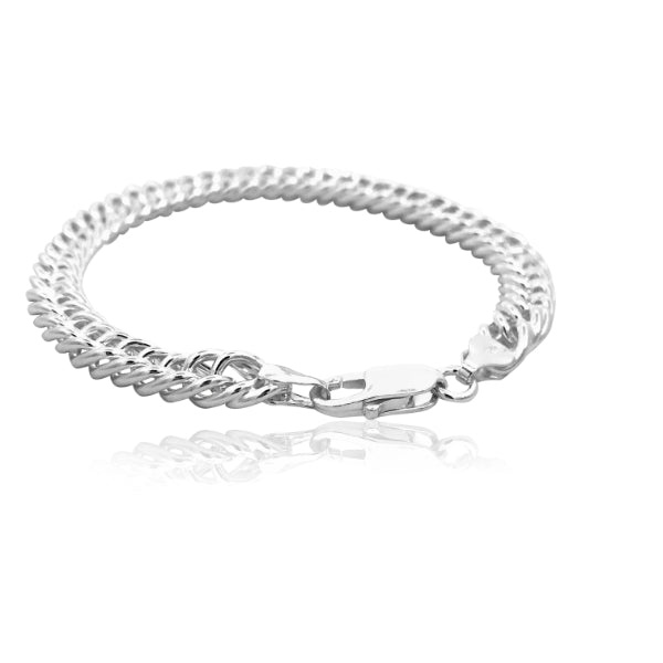 Heavy double curb bracelet in sterling silver - 20cm