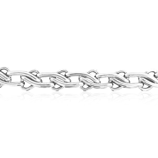 Herringbone bracelet with bolt clasp in sterling silver - 19cm