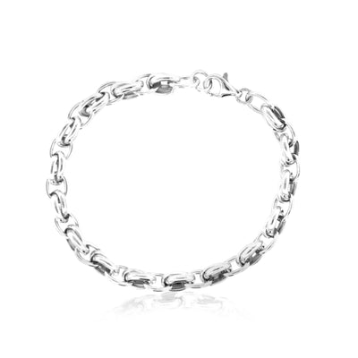 Heavy cross over oval belcher bracelet in sterling silver - 19cm