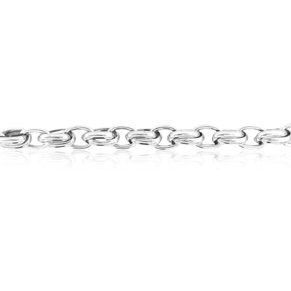 Heavy cross over oval belcher bracelet in sterling silver - 19cm