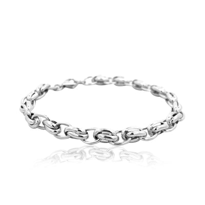 Heavy cross over oval belcher bracelet in sterling silver - 19cm