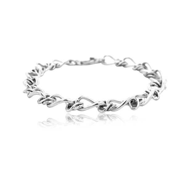 Curb and cross over link bracelet in sterling silver - 19cm