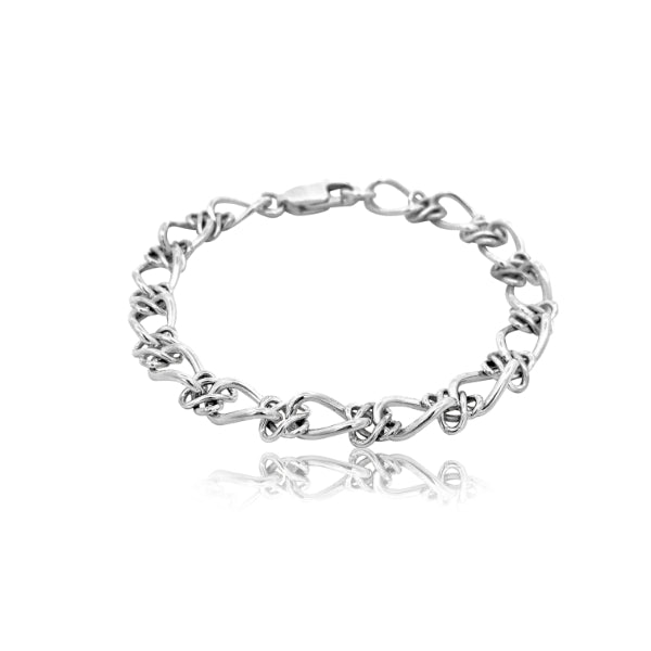 Curb and cross over link bracelet in sterling silver - 19cm