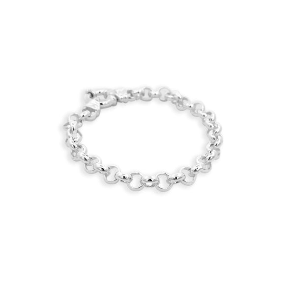 Heavy round belcher bracelet with bolt clasp in sterling silver - 20cm