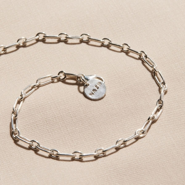 Najo - vista rectangle link anklet in sterling silver - 23cm
