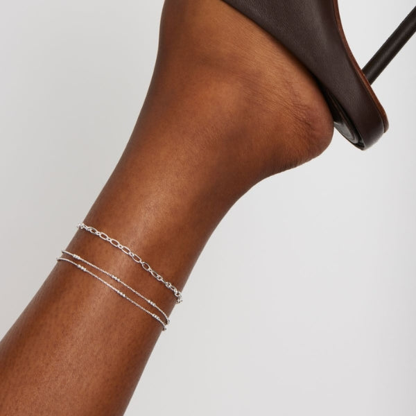 Najo - vista rectangle link anklet in sterling silver - 23cm