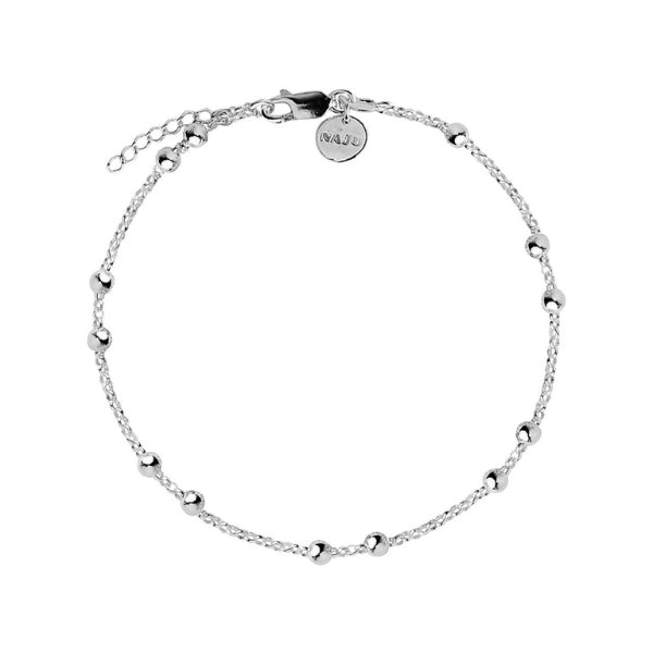 Najo - mattina anklet with 4mm balls in sterling silver - 23cm