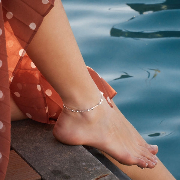 Najo - mattina anklet with 4mm balls in sterling silver - 23cm