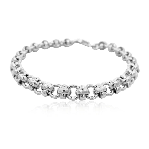 Fancy link o's and bows bracelet in sterling silver - 21cm