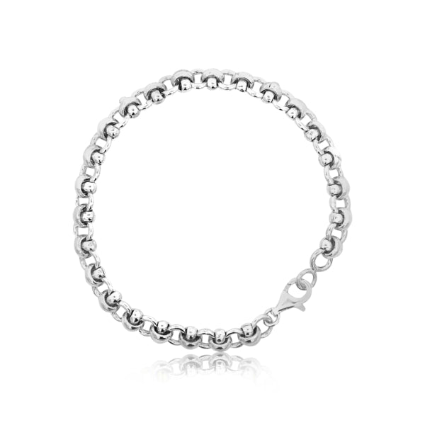 Fancy link o's and bows bracelet in sterling silver - 21cm