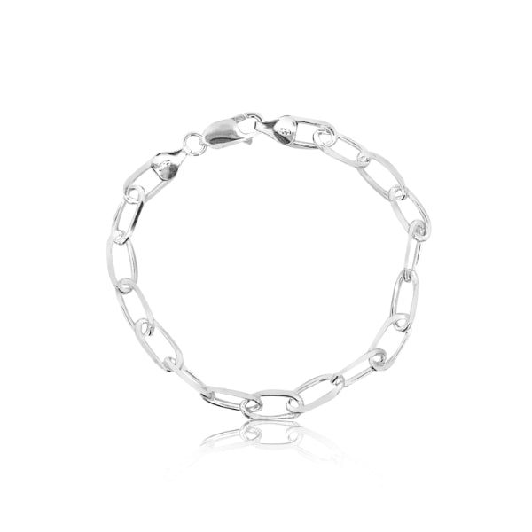 Long diamond cut bracelet in sterling silver - 19cm