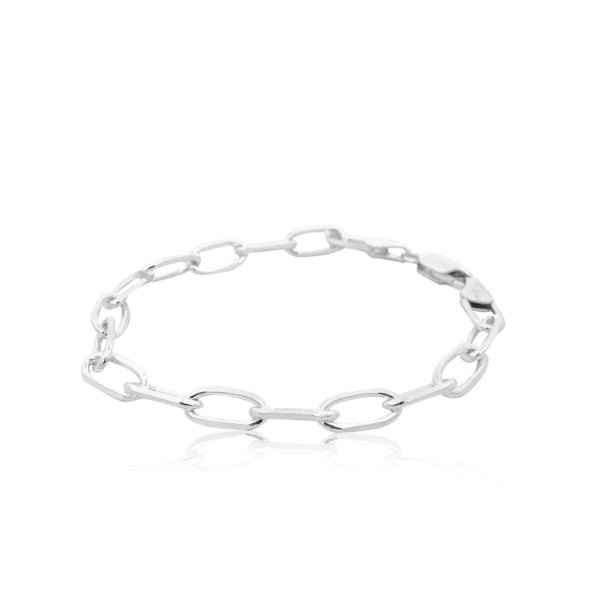 Long diamond cut bracelet in sterling silver - 19cm