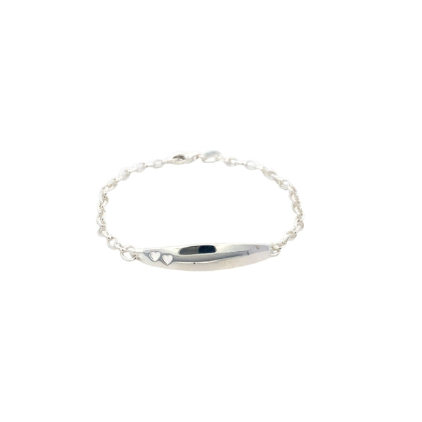 Childs belcher bracelet with engravable ID plate in sterling silver