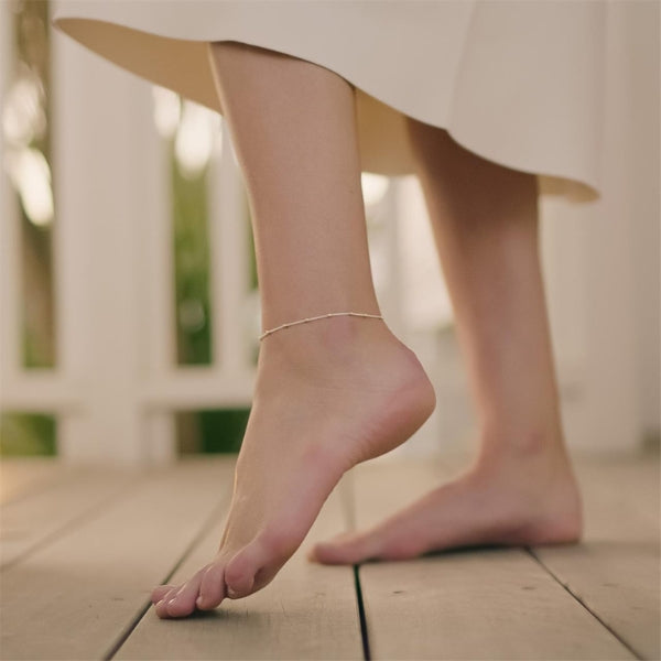Najo - algonquin chain and ball anklet in sterling silver and gold plate - 23cm + 3cm