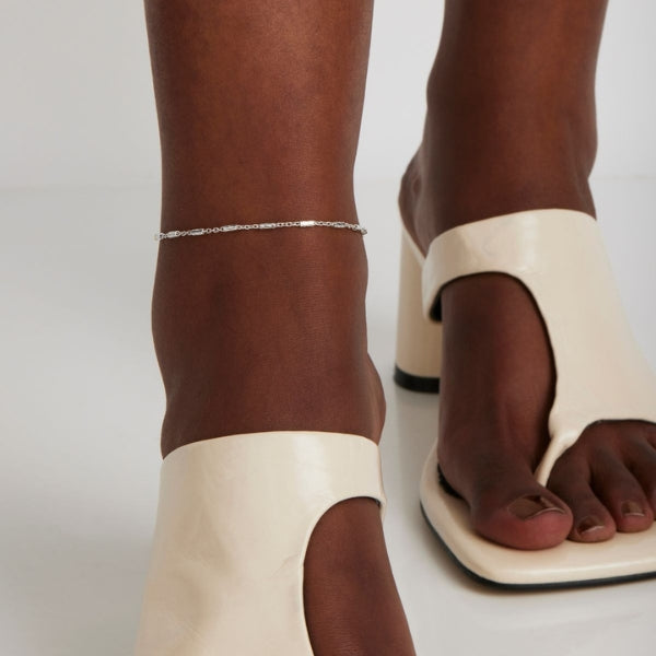 Najo - equilibrium chain and rod anklet in sterling silver - 23cm + 3cm ext