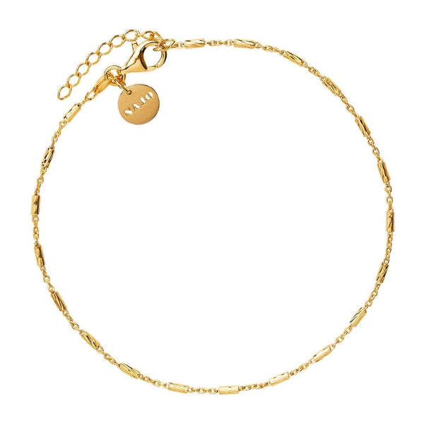Najo - equilibrium chain and rod anklet in gold plated sterling silver - 23cm + 3cm ext