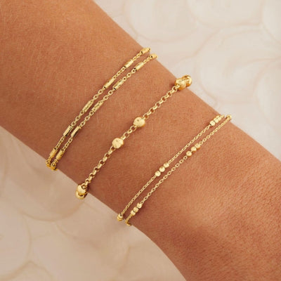 Najo - Equilibrium 2 strand chain and rod bracelet in gold plated sterling silver - 18.5cm + 3cm