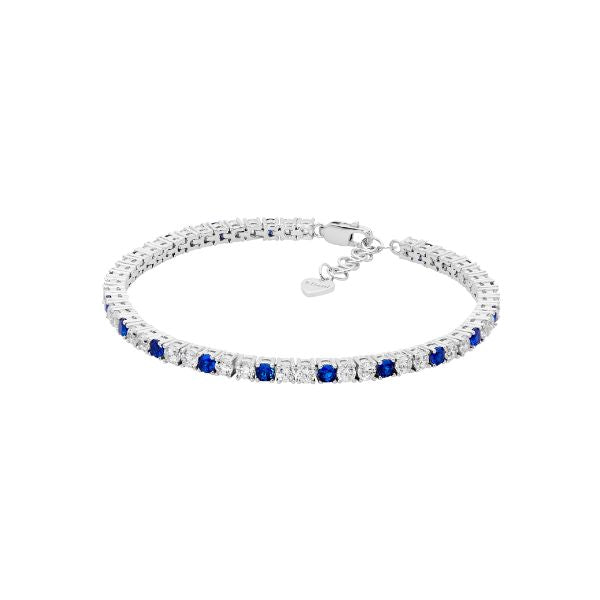 Silver Tennis bracelet with blue & white czs from Ellani