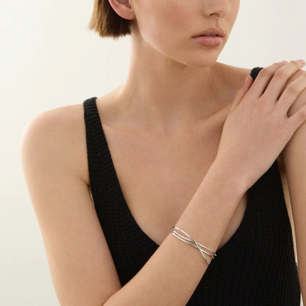 Hinged silver cuff bangle from Najo